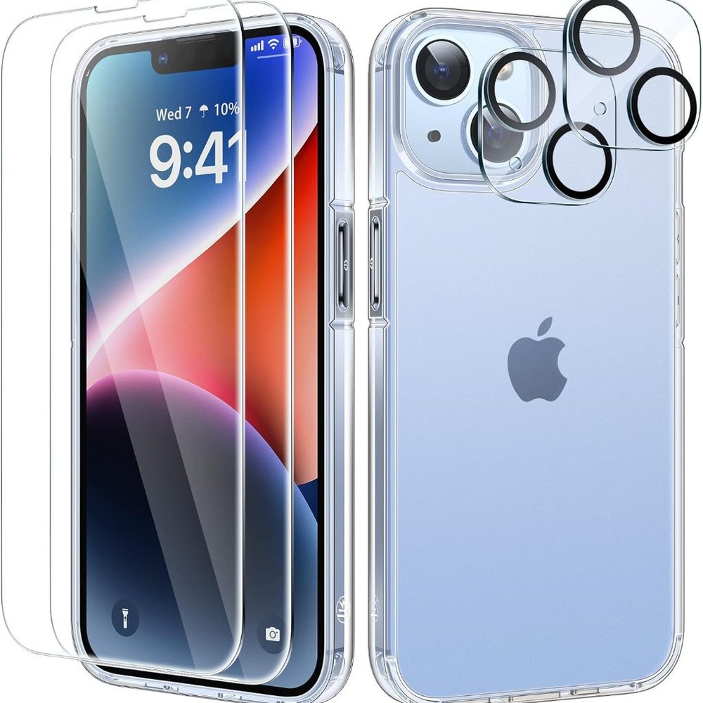 iPhone 14 Plus Case - Matte Clear with Lens Protectors and Screen Protectors